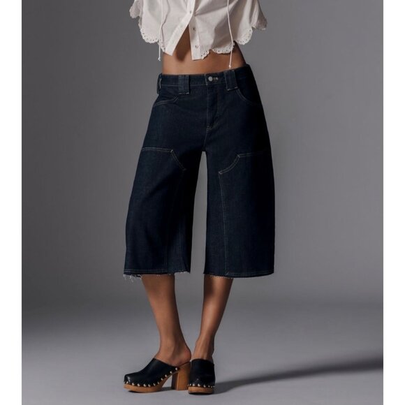 Pilcro Anthropologie The Myra Low-Rise Carpenter Crop Barrel Jeans Size 24 - Picture 1 of 6